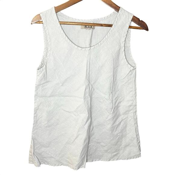 Flax 100% Linen Sleeveless Tank Top Light Gray Size S Minimalist Coastal Beach - Picture 1 of 5